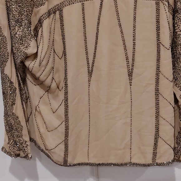 Haule  Hippie blouse/top silk beaded cream and silver sz med silk - Picture 2 of 15